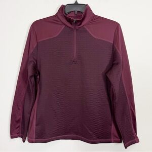 PGA Tour Pullover Quarter Zip Mens Medium Maroon Textured Thermal Long Slv NWOT